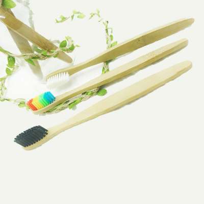 teeth cleaning rainbow bristle Denture Bamboo Toothbrush